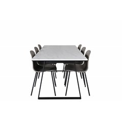 Estelle Dining Table 200*90*H76 - White / Black, Arctic Dining Chair - Black Legs - Khaki Plastic_6