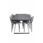 Estelle Dining Table 200*90*H76 - Grey / Brass, Vault Dining Chair - Black Legs - Grey Fabric_6