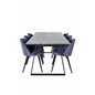 Estelle Dining Table 200*90*H76 - Black / Black, Velvet Dining Chiar - Black legs - Blue Fabric_6