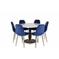 Estelle Round Dining Table ø106 H75 - White / Black, Polar Dining Chair - Blue / Brass_6