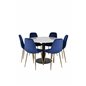 Estelle Round Dining Table ø106 H75 - White / Black, Polar Dining Chair - Blue / Brass_6