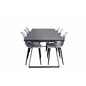 Estelle Dining Table 200*90*H76 - Grey / Brass, Polar Plastic Dining Chair - Black Legs / White Plastic_6