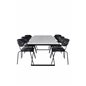 Estelle Dining Table 200*90*H76 - White / Black, Arrow armchair - Black Legs - Black Flower printed Fabric_6