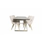 Estelle Dining Table 200*90*H76 - Grey / Brass, Velvet Deluxe Dining Chair - Beige / Brass_6