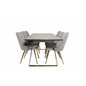 Estelle Dining Table 200*90*H76 - Grey / Brass, Velvet Deluxe Dining Chair - Light Grey / Brass_6