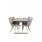 Estelle Dining Table 200*90*H76 - Grey / Brass, Velvet Deluxe Dining Chair - Light Grey / Brass_6