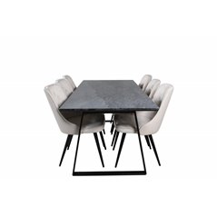 Estelle Dining Table 200*90*H76 - Black / Black, Velvet Deluxe Dining Chair - Beige / Black_6