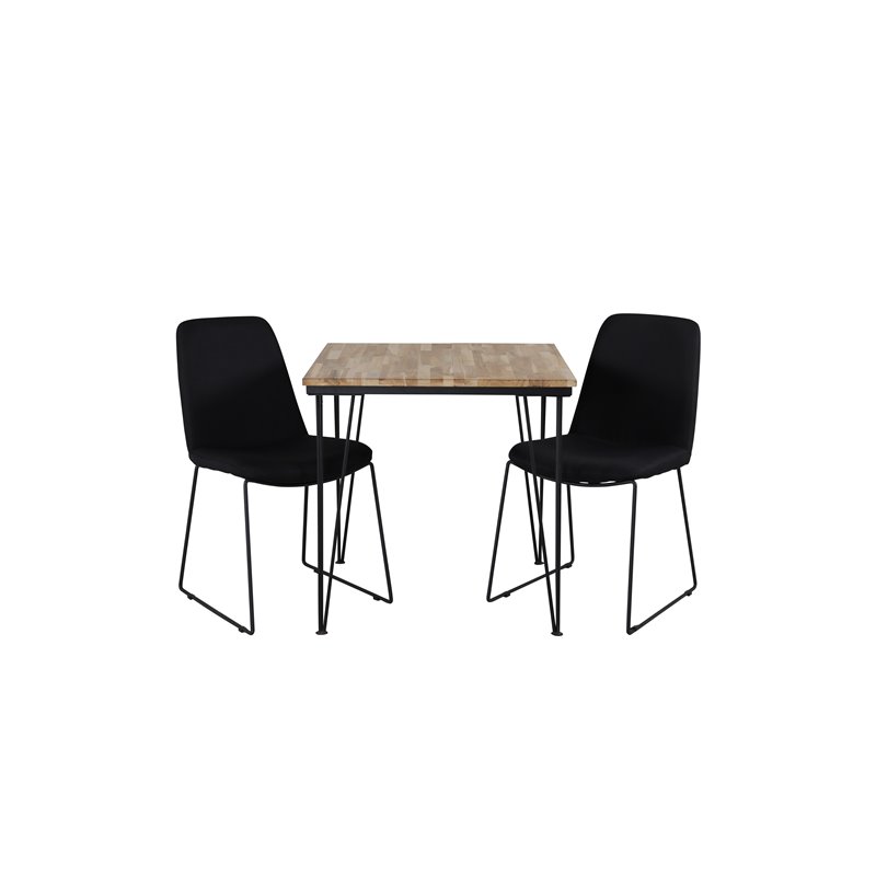 Bali Dining Table  - 80*80cm - Nature / Black, Muce  Dining Chair - Black Legs - Black Fabric_2