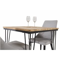 Bali Dining Table  - 80*80cm - Nature / Black, Leone Dining Chair - Grey / Black_2