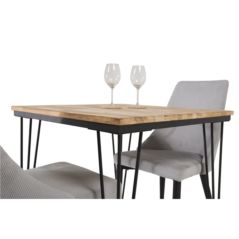 Bali Dining Table  - 80*80cm - Nature / Black, Leone Dining Chair - Grey / Black_2