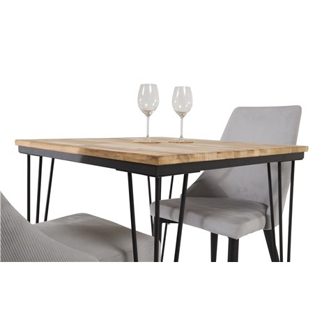 Bali Dining Table  - 80*80cm - Nature / Black, Leone Dining Chair - Grey / Black_2