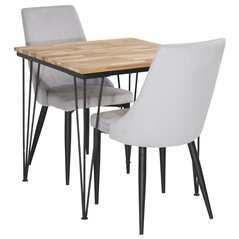 Bali Dining Table  - 80*80cm - Nature / Black, Leone Dining Chair - Grey / Black_2