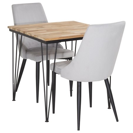 Bali Dining Table  - 80*80cm - Nature / Black, Leone Dining Chair - Grey / Black_2