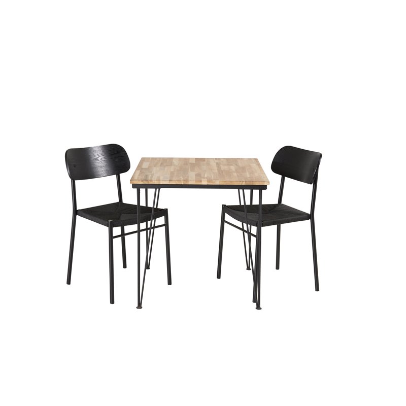 Bali Dining Table  - 80*80cm - Nature / Black, Polly Dining Chair - Black / Black_2