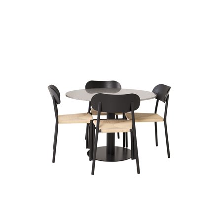 Razzia Dining Table ø106cm - Grey / Black, Polly Dining Chair - Nature / Black_4