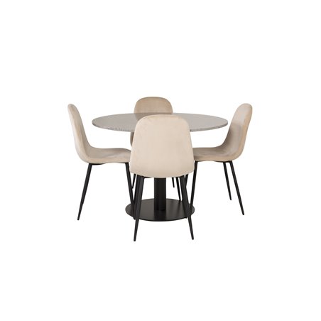 Razzia Dining Table ø106cm - Grey / Black, Polar Dining Chair- Black legs / Beige Velvet (ersätter 19902-880)_4