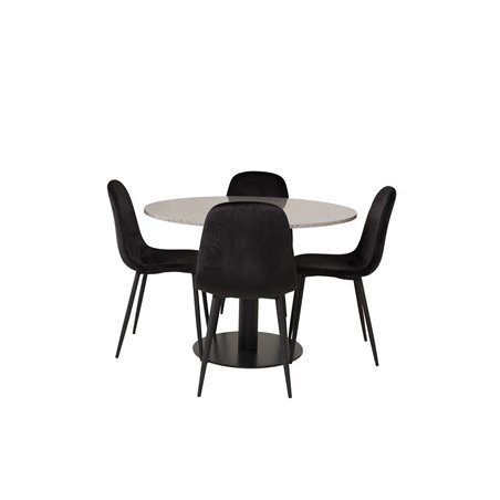 Razzia Dining Table ø106cm - Grey / Black, Polar Dining Chair - Black legs / Black Velvet (ersätter 19902-888)_4