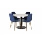 Razzia Dining Table ø106cm - White / Black, Polar Dining Chair - Blue / Brass_4