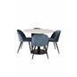 Razzia Dining Table ø106cm - White / Black, Velvet Dining Chair - Blue / Black_4