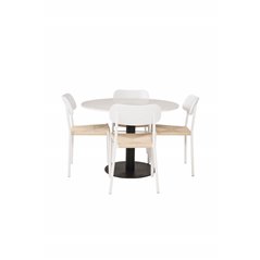 Razzia Dining Table ø106cm - White / Black, Polly Dining Chair - Nature / White_4