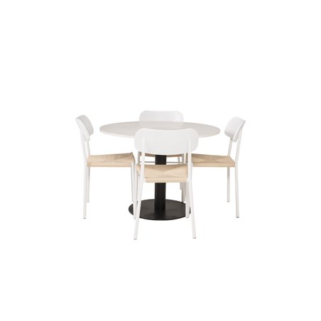 Razzia Dining Table ø106cm - White / Black, Polly Dining Chair - Nature / White_4