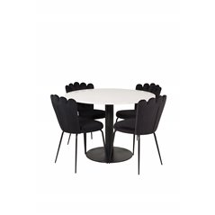 Razzia Dining Table ø106cm - White / Black, Limhamn Light - Chair - Black Velvet_4