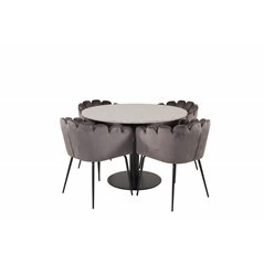 Razzia Dining Table ø106cm - Grey / Black, Limhamn - Chair - Grey Velvet_4