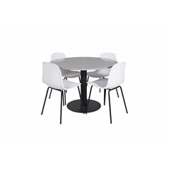 Razzia Dining Table ø106cm - Grey / Black, Arctic Dining Chair - Black Legs - White Plastic_4