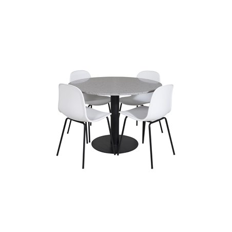 Razzia Spisebord ø106cm - Grå / Sort, Arctic Dining Chair - Sorte Ben - Hvid Pla stic_4