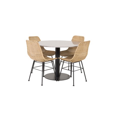 Razzia Dining Table ø106cm - Grey / Black, Bali dining chair - Nature / Black_4