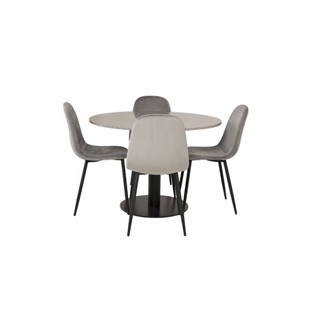 Razzia Dining Table ø106cm - Grey / Black, Polar Dining Chair - Black legs / Light Grey Velvet (ersätter 19902-885)_4