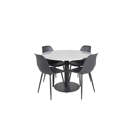 Razzia Dining Table ø106cm - Grey / Black, Polar Plastic Dining Chair - Black Legs / Black Plastic_4