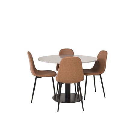 Razzia Dining Table ø106cm - Grey / Black, Polar Dining Chair - Brown / Black _4