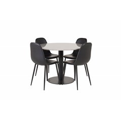 Razzia Dining Table ø106cm - Grey / Black, Polar Dining Chair - Black / Black_4