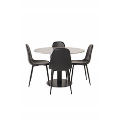 Razzia Dining Table ø106cm - Grey / Black, Polar Dining Chair - Black / Black_4