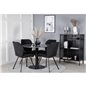 Estelle Round Dining Table ø106 H75 - Black / Black, Gemma Dining Chair - Black Legs - Black Fabric_4