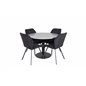 Razzia Dining Table ø106cm - Grey / Black, Gemma  Dining Chair - Black Legs - Black Fabric_4