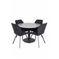 Razzia Dining Table ø106cm - Grey / Black, Gemma  Dining Chair - Black Legs - Black Fabric_4