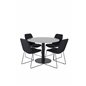 Razzia Dining Table ø106cm - Grey / Black, Muce  Dining Chair - Black Legs - Black Fabric_4