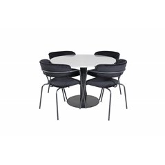 Razzia Dining Table ø106cm - Grey / Black, Arrow armchair - Black Legs - Black Velvet_4