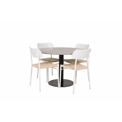 Razzia Dining Table ø106cm - Grey / Black, Polly Dining Chair - Nature / White_4