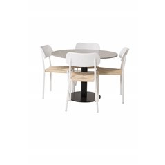 Razzia Dining Table ø106cm - Grey / Black, Polly Dining Chair - Nature / White_4