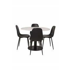 Razzia Dining Table ø106cm - White / Black, Polar Dining Chair - Black / Black_4