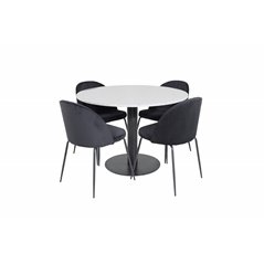 Razzia Dining Table ø106cm - Grey / Black, Wrinkles Dining Chair - Black Legs - Black  Velvet_4