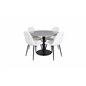 Razzia Dining Table ø106cm - Grey / Black, Polar Fluff Dining Chair - Black Legs  - White Teddy _4