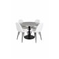 Razzia Dining Table ø106cm - Grey / Black, Polar Fluff Dining Chair - Black Legs  - White Teddy _4