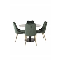 Razzia Dining Table ø106cm - Grey / Black, Velvet Deluxe Dining Chair - Green / Brass_4