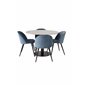 Razzia Dining Table ø106cm - Grey / Black, Velvet Dining Chair - Blue / Black_4