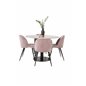 Razzia Dining Table ø106cm - Grey / Black, Velvet Dining Chair - Pink / Black_4