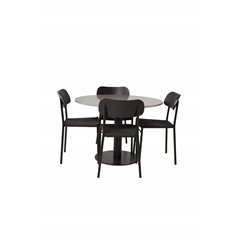 Razzia Dining Table ø106cm - Grey / Black, Polly Dining Chair - Black / Black_4